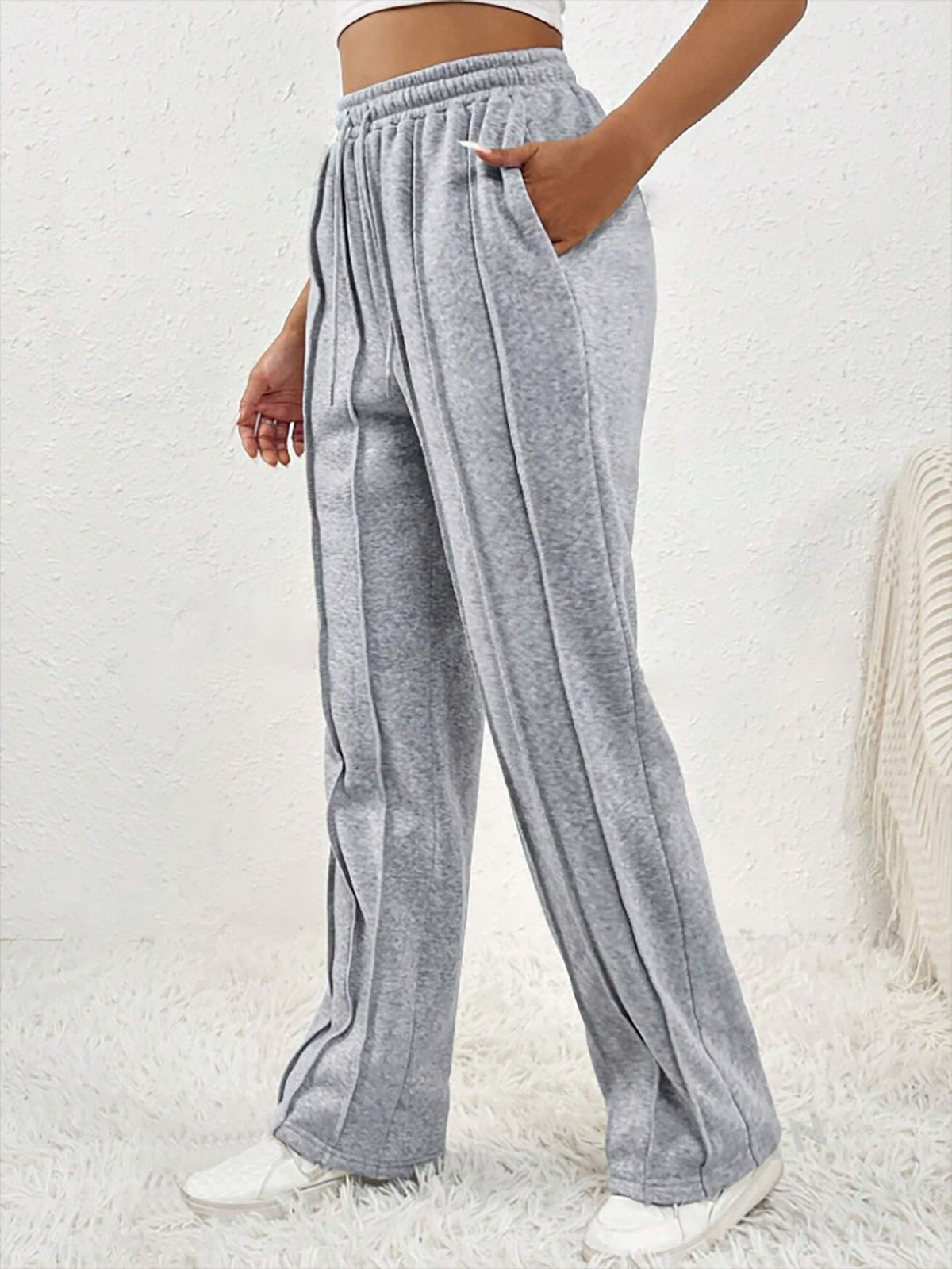 Casual Striped Drawstring Pants