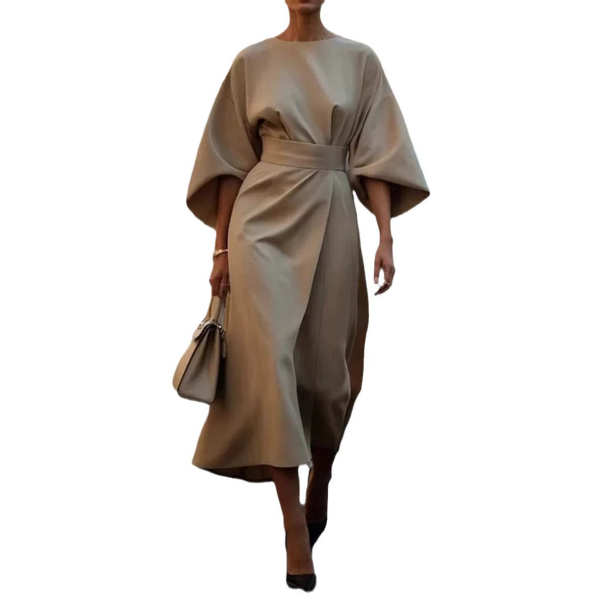 Elegant Batwing Sleeve Maxi Dress