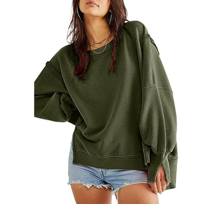 Casual Side Slit Oversized Sweatshirt