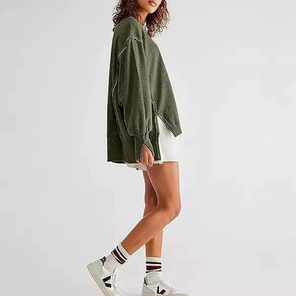 Casual Side Slit Oversized Sweatshirt