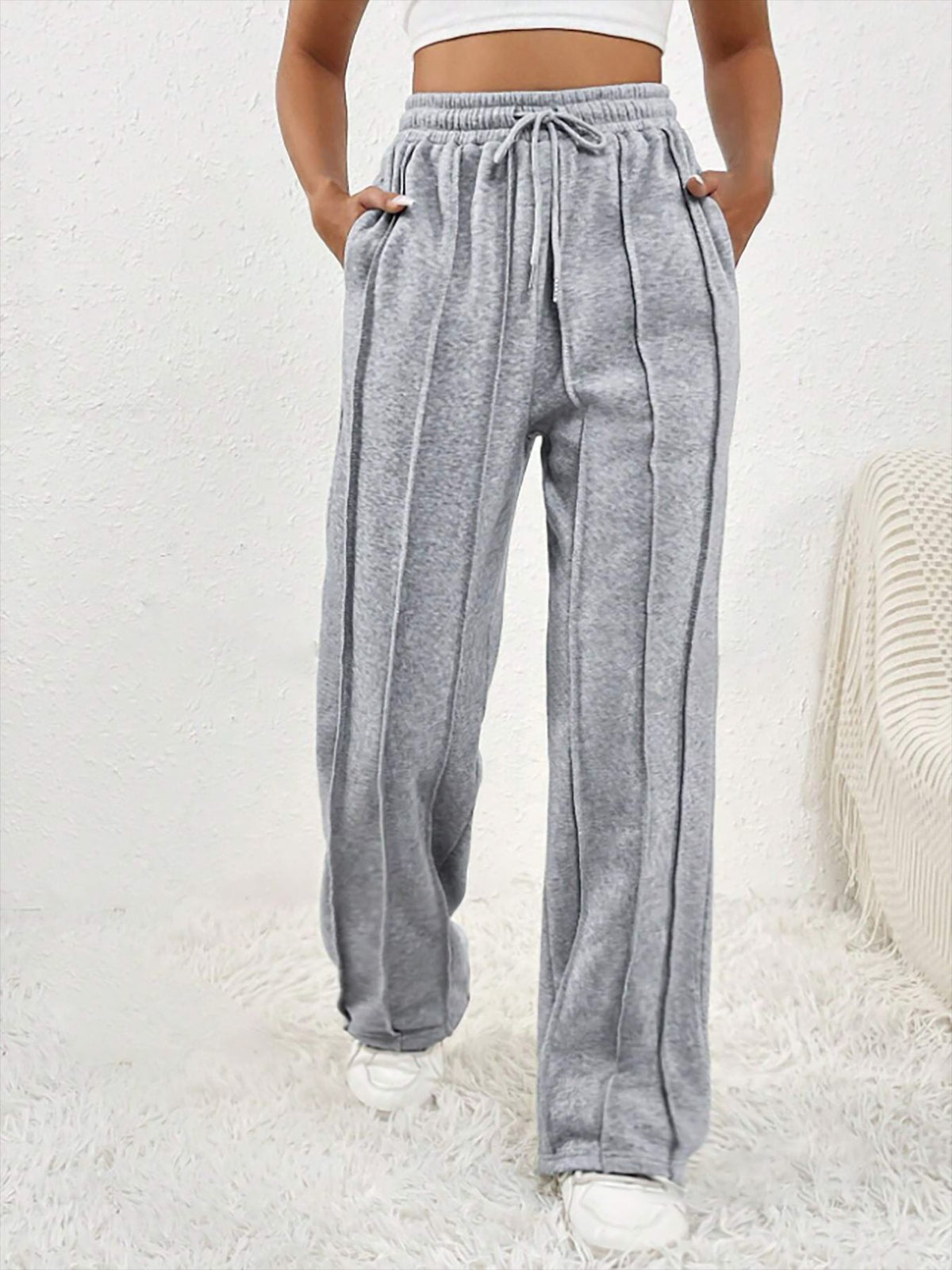 Casual Striped Drawstring Pants